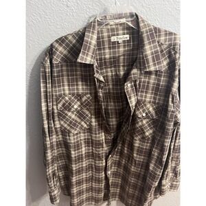 FoxFire Mens Western Shirt Pearl Snap Brown Plaid  Size XXL